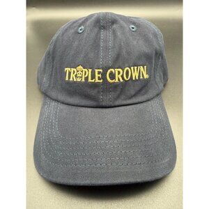 Triple Crown Hat Cap Horse Feed Logo Navy Blue Strap Back